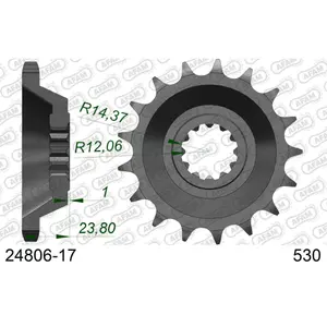 Πετάλι μηχανής μπροστινό από ατσάλι Afam 530 17 dents image-0
