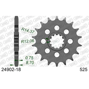 Πετάλι μηχανής μπροστινό από ατσάλι Afam 525 18 dents image-0