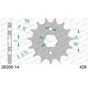 Πετάλι μηχανής μπροστινό από ατσάλι Afam 428 14 dents image-0