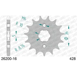 Πετάλι μηχανής μπροστινό από ατσάλι Afam 428 16 dents image-0