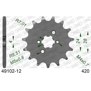 Πετάλι μηχανής μπροστινό από ατσάλι Afam 420 12 dents image-0