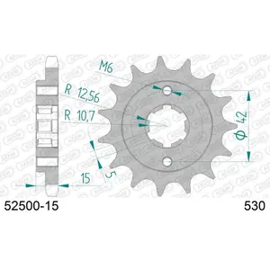 Πετάλι μηχανής μπροστινό από ατσάλι Afam 530 15 dents image-0