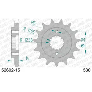 Πετάλι μηχανής μπροστινό από ατσάλι Afam 530 15 dents image-0