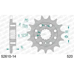 Πετάλι μηχανής μπροστινό από ατσάλι Afam 520 14 dents image-0