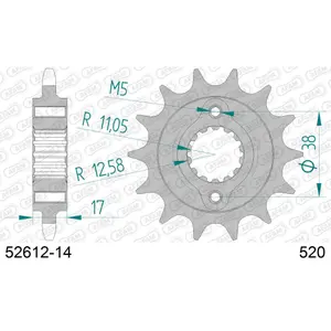 Πετάλι μηχανής μπροστινό από ατσάλι Afam 520 14 dents image-0