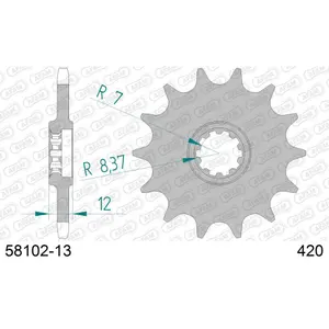 Front steel motorcycle sprocket Afam 420 13 dents image-0
