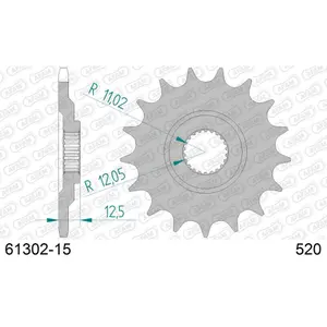 Πετάλι μηχανής μπροστινό από ατσάλι Afam 520 15 dents image-0