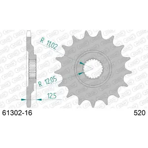 Πετάλι μηχανής μπροστινό από ατσάλι Afam 520 16 dents image-0