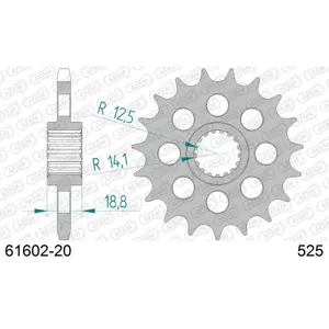Πετάλι μηχανής μπροστινό από ατσάλι Afam 525 20 dents image-0