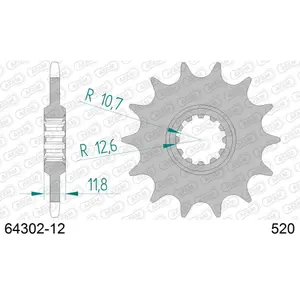 Πετάλι μηχανής μπροστινό από ατσάλι Afam 520 12 dents image-0