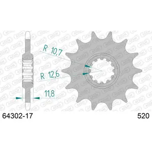 Πετάλι μηχανής μπροστινό από ατσάλι Afam 520 17 dents image-0
