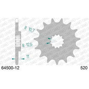 Front steel motorcycle sprocket Afam 520 12 dents image-0