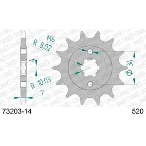 Πετάλι μηχανής μπροστινό από ατσάλι Afam 520 14 dents image-0