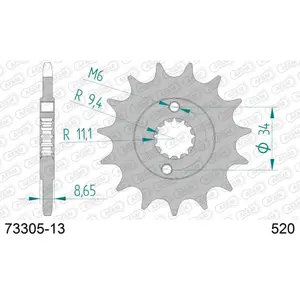 Πετάλι μηχανής μπροστινό από ατσάλι Afam 520 13 dents image-0