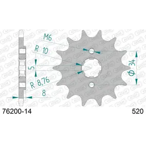 Πετάλι μηχανής μπροστινό από ατσάλι Afam 520 14 dents image-0