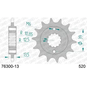 Front steel motorcycle sprocket Afam 520 13 dents image-0