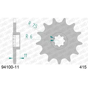 Πετάλι μηχανής μπροστινό από ατσάλι Afam 415 11 dents image-0