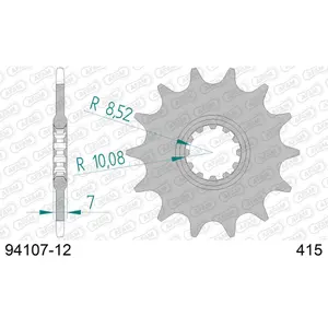 Πετάλι μηχανής μπροστινό από ατσάλι Afam 415 12 dents image-0