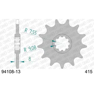 Πετάλι μηχανής μπροστινό από ατσάλι Afam 415 13 dents image-0