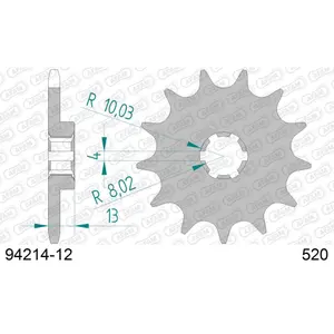 Front steel motorcycle sprocket Afam 520 12 dents image-0