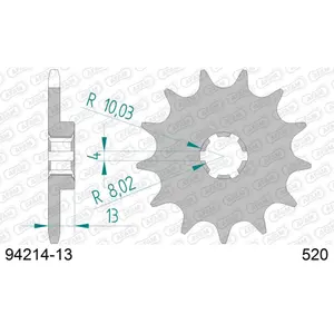 Πετάλι μηχανής μπροστινό από ατσάλι Afam 520 13 dents image-0