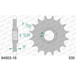 Πετάλι μηχανής μπροστινό από ατσάλι Afam 530 16 dents image-0
