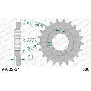 Front steel motorcycle sprocket Afam 530 21 dents image-0