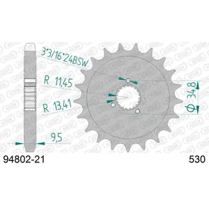 Front steel motorcycle sprocket Afam 530 21 dents image-0