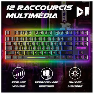 Clavier Gaming 88 touches retroeclaire membrane Akuma Shonen T02 TKL image-2