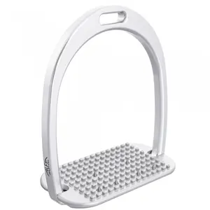 Stijgbeugels paardrijden klassieke aluminium met hellende bodem en roestvrijstalen punten Alfa Jump image-0