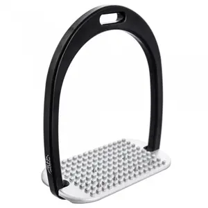 Stijgbeugels paardrijden klassieke aluminium met hellende bodem en roestvrijstalen punten Alfa Jump image-0