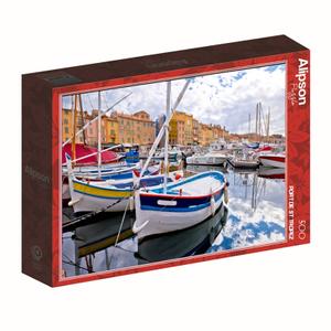 a2403082-puzzle-500-kusu-alipson-puzzle-port-saint-tropez-bila-modra-33-5x23-2x4-6-cm