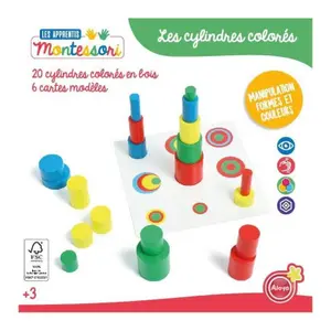 Educational games 20 colorful wooden cylinders Aloya image-1