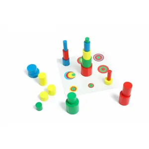 Educational games 20 colorful wooden cylinders Aloya image-0
