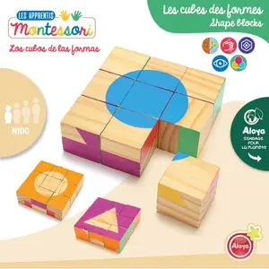Building set 9 wooden geometric cubes Aloya image-0