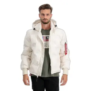 Hooded logo bomber jacket Alpha Industries image-3