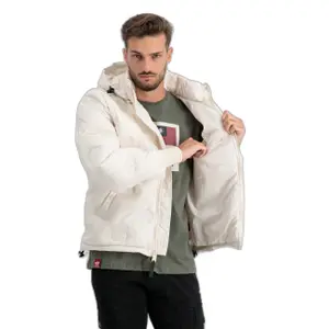 Hooded logo bomber jacket Alpha Industries image-4