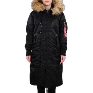 198013-533-parkas-for-kvinnor-alpha-industries-long-fishtail-svart-guld-blixt