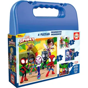 Progressive puzzles 6-9-12-16 pieces spidey suitcase Alpino image-0