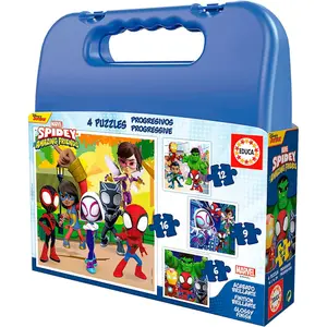 Progressive puzzles 6-9-12-16 pieces spidey suitcase Alpino image-3