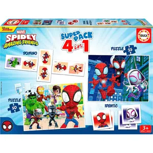 Set of 4 games in 1 superpack puzzle Alpino Spidey image-0