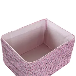 Set of 3 synthetic straw baskets Alpino image-3