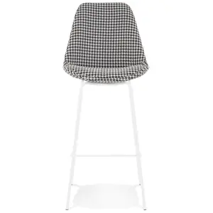 Mid-height snack stool in houndstooth fabric with metal legs Alterego Spark Mini image-0