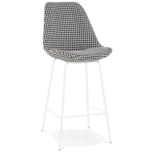 Mid-height snack stool in houndstooth fabric with metal legs Alterego Spark Mini image-1