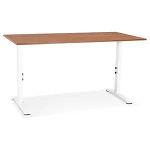 Bureau réglable en hauteur en bois noyer et métal Alterego Osmose image-1