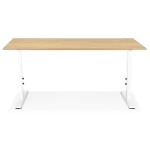 Bureau réglable en hauteur en bois finition naturelle et métal Alterego Osmose image-0