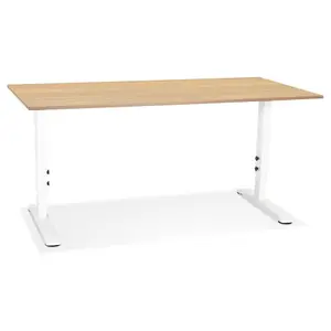 Bureau réglable en hauteur en bois finition naturelle et métal Alterego Osmose image-1