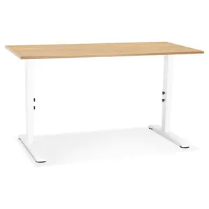 Bureau réglable en bois finition naturelle et métal Alterego Osmose image-1