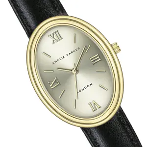 Damenarmbanduhr mit gepolstertem und genähtem Gehäuse Amelia Parker Créma image-1