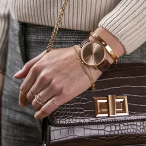 Reloj de piel para mujer Amelia Parker Gold Sky image-1